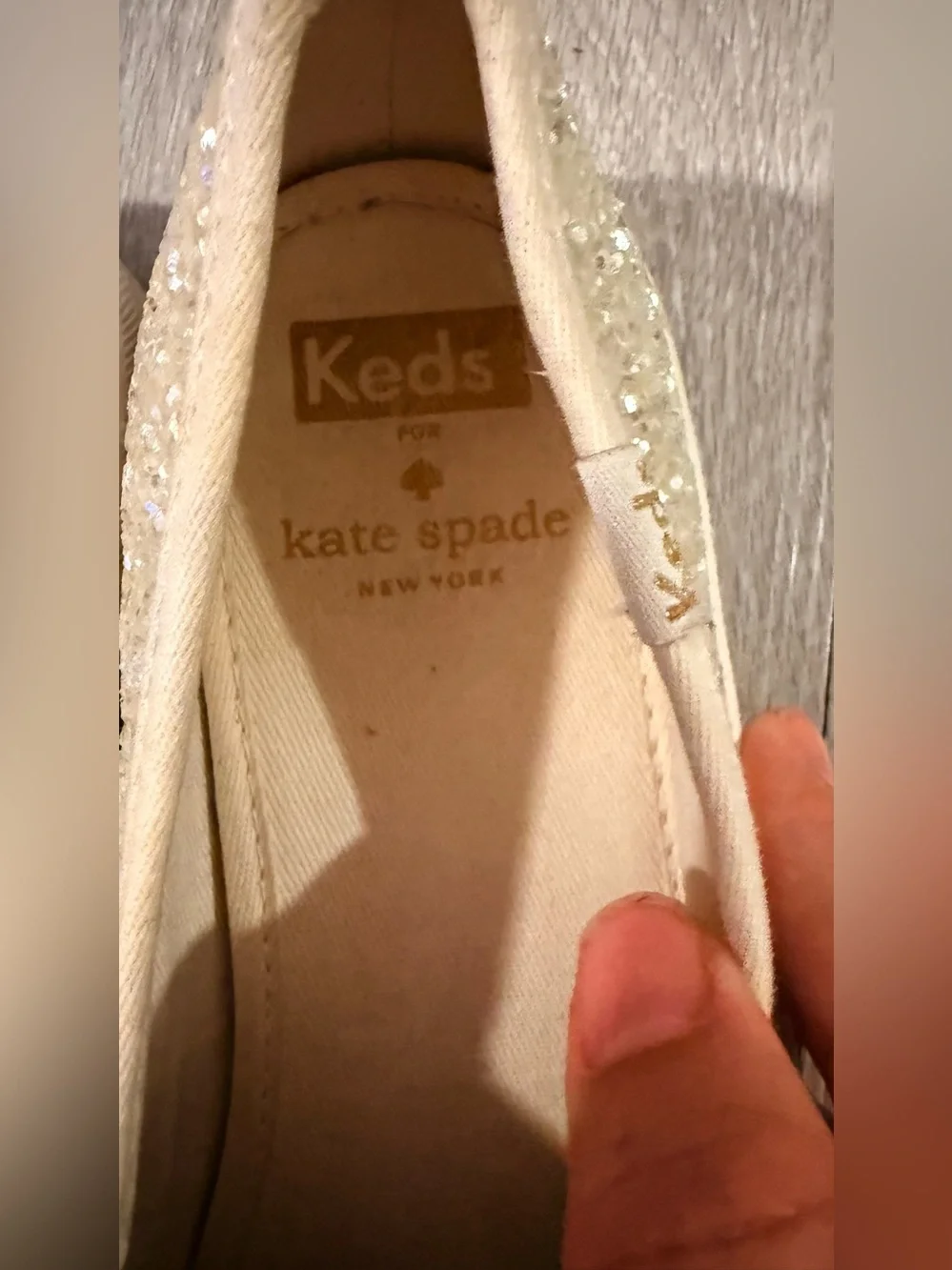 Keds x Kate Spade Double Decker Champagne Glitter Slip On sneakers 🤩
